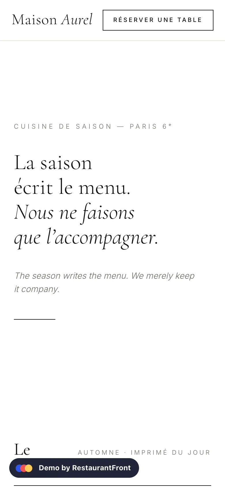 Dezelfde aanpak op mobiel: een fine-dining restaurant